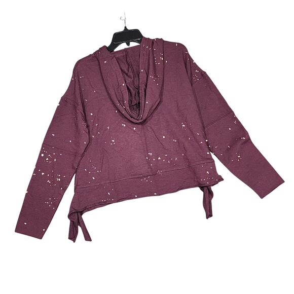 Felina Hoodie Soft Stretchy Size Medium Burgundy & Metallic Foil Print - Picture 2 of 9